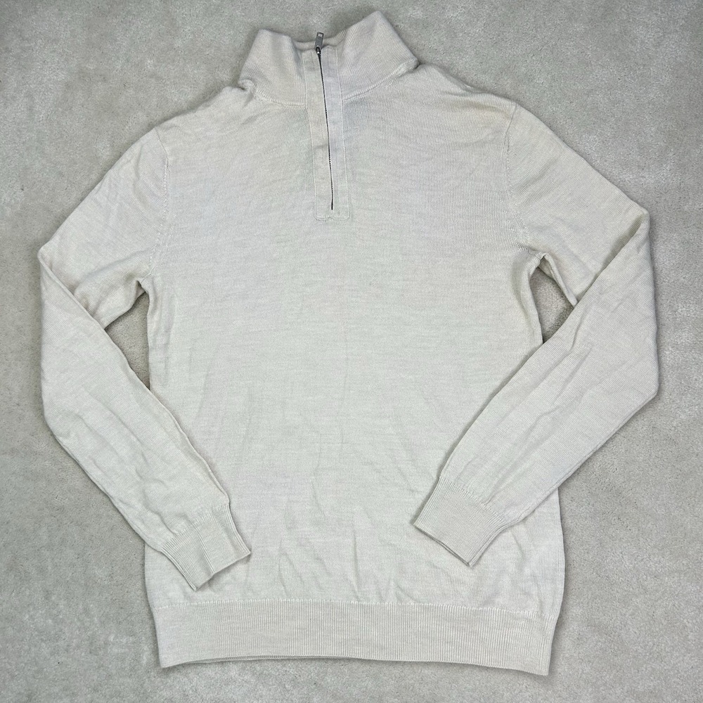 Banana Republic 100% Wool Sweater Men's Small Mock Neck 1/4 Zip Lightweight